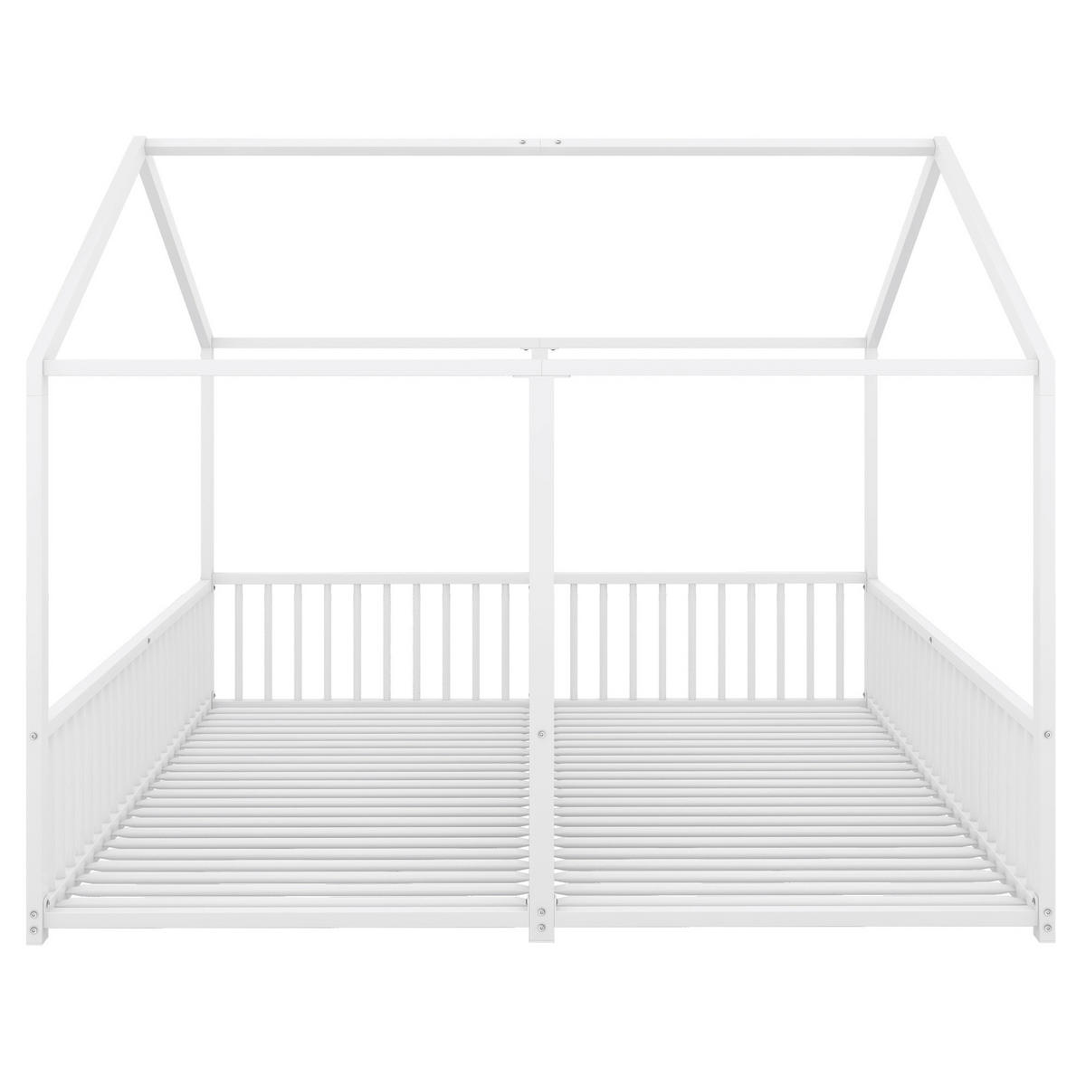 KINDERBETT Etagenbett 186/206/174,5 cm in Hausform aus Metall, 2 / 90/200 cm - Weiß, Metall (90/200cm) - BEAOK
