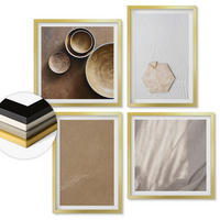 WANDBILDER 4er Set - 50x50 cm & 40x60 cm Goldrahmen - Minimalistische warme Texturen - Goldfarben, Kunststoff (50/50cm) - ArtPrintCave