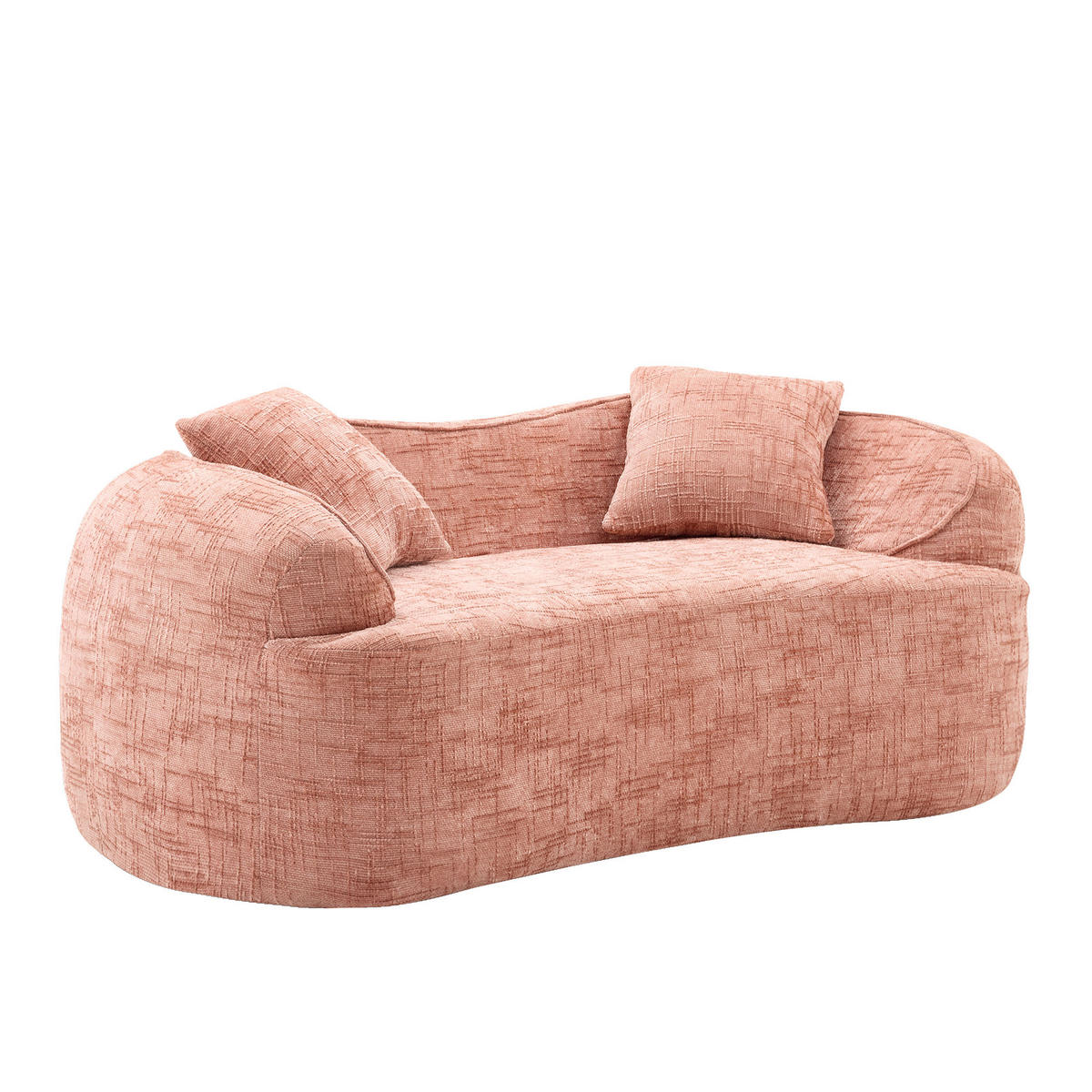 SOFA gebogen 2-Sitzer in Pink mit ergonomischer Schaumstoffpolsterung 170/90/70 cm - Rosa, Kunststoff (170/65/87cm) - OKWISH