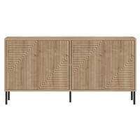 SIDEBOARD mit 4 Türen, gestreift dekoriert 36/150/75 cm - Eichefarben, Holzwerkstoff (36/75/150cm) - Calicosy