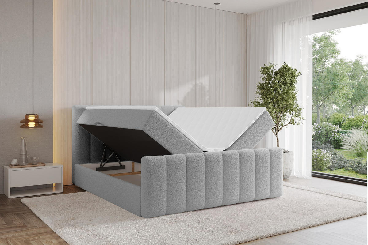 KONTINENTÁLNÍ POSTEL s matrací H3 - OTTA-Z - 120x200 cm Světle šedá - světle šedá, kompozitní dřevo (120/200cm) - ALTDECOR