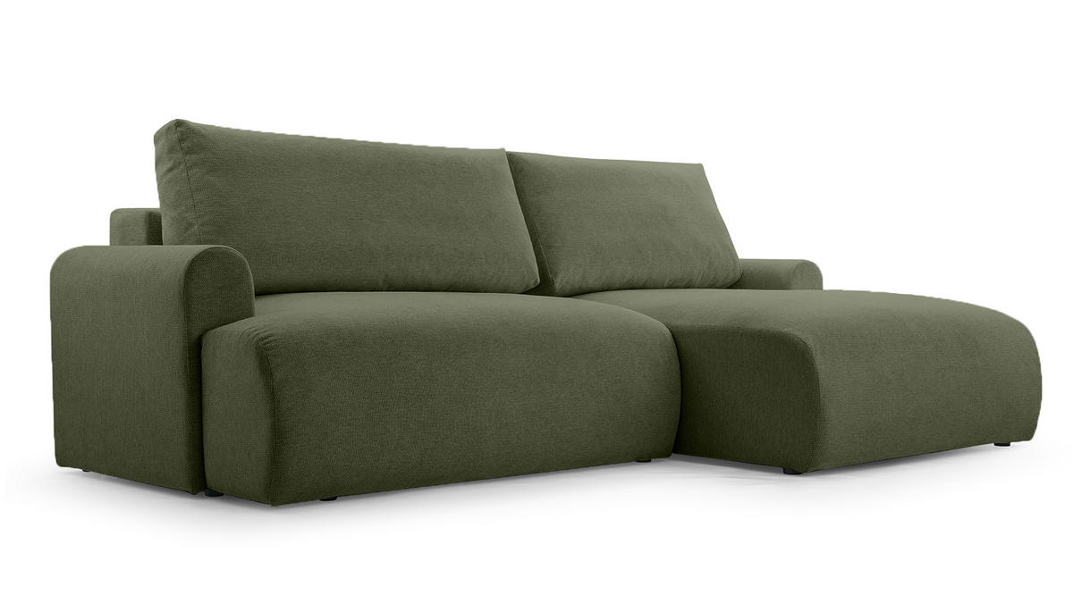 ECKSOFA mit Schlaffunktion Bordon, Dunkelgrün - Dunkelgrün, Textil (150/260cm) - Fedve