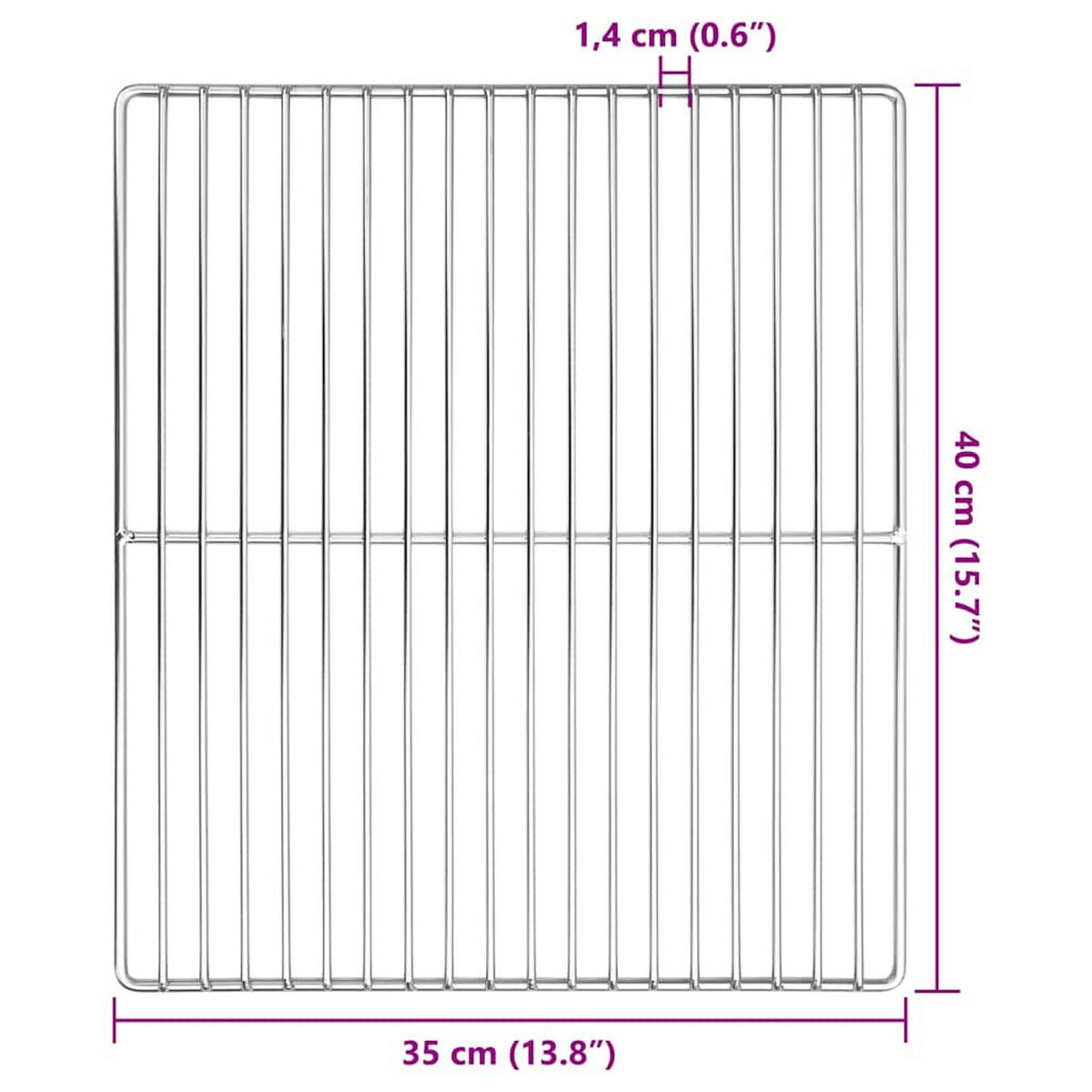 GRILLROST Silber 40/35 Cm Edelstahl - Silberfarben, Metall (35/40cm) - vidaXL