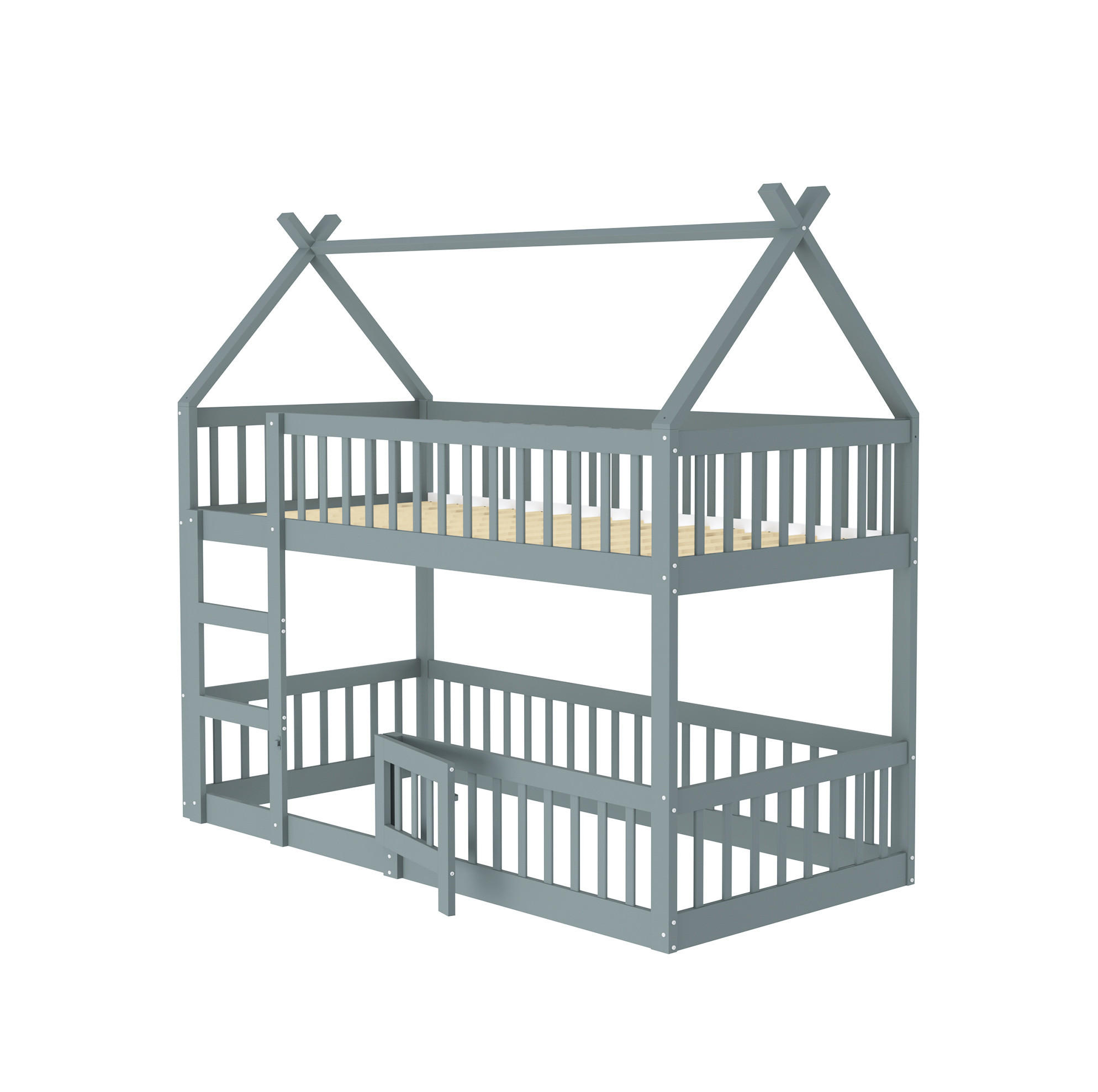 ETAGENBETT 90/200 cm Grau mit Treppe - Grau, Holz (90/200cm) - MIVRAY