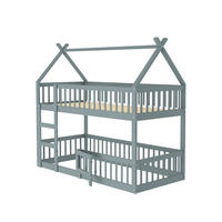 ETAGENBETT 90/200 cm Grau mit Treppe - Grau, Holz (90/200cm) - MIVRAY
