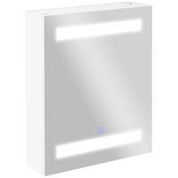 SPIEGELSCHRANK , Spiegel und LED-Beleuchtung ,2 Einlegeböden, 60 x 50 x 15 cm - Weiß, Glas (50/60/15cm) - Vallsero
