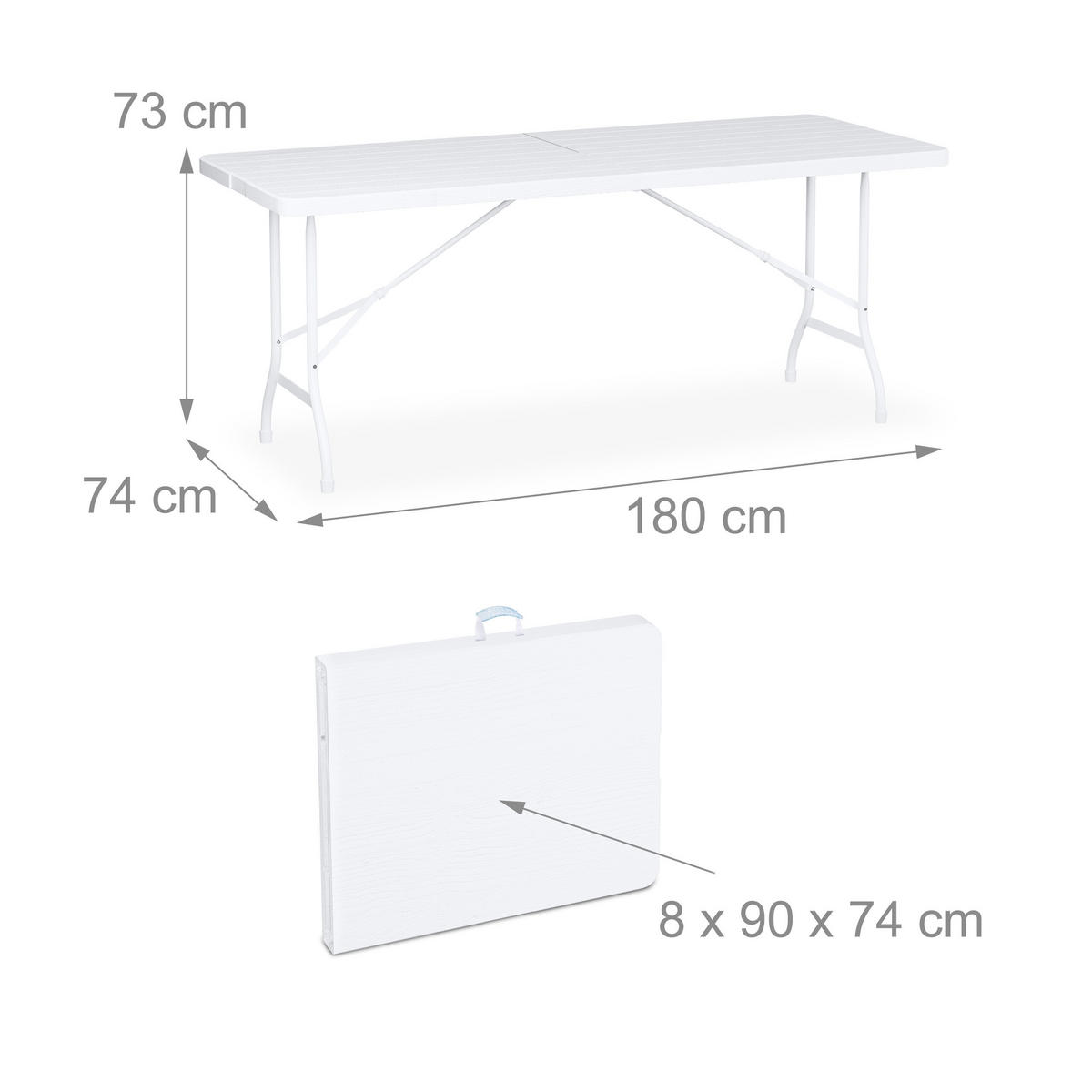 GARTENTISCH - Weiß, Kunststoff/Metall (74/180/73cm) - Relaxdays