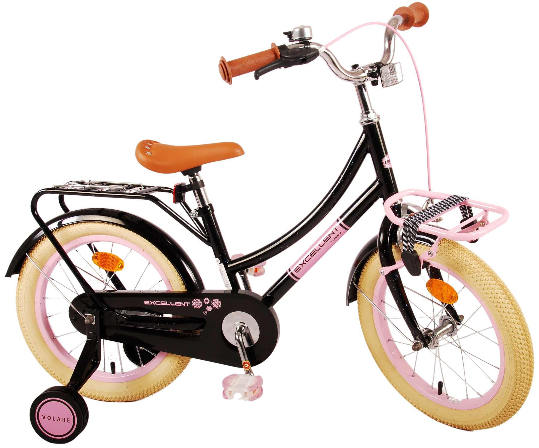 KINDERFAHRRAD Excellent - Mädchen - 16 Zoll - Rücktritt + Handbremse - Schwarz - Schwarz, Metall (65cm) - TPFSports