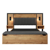 POLSTERBETT 160/200 cm mit Leselampe, Nachttisch, Sitzbank und Stauraum, Eiche - Eichefarben, Holz/Metall