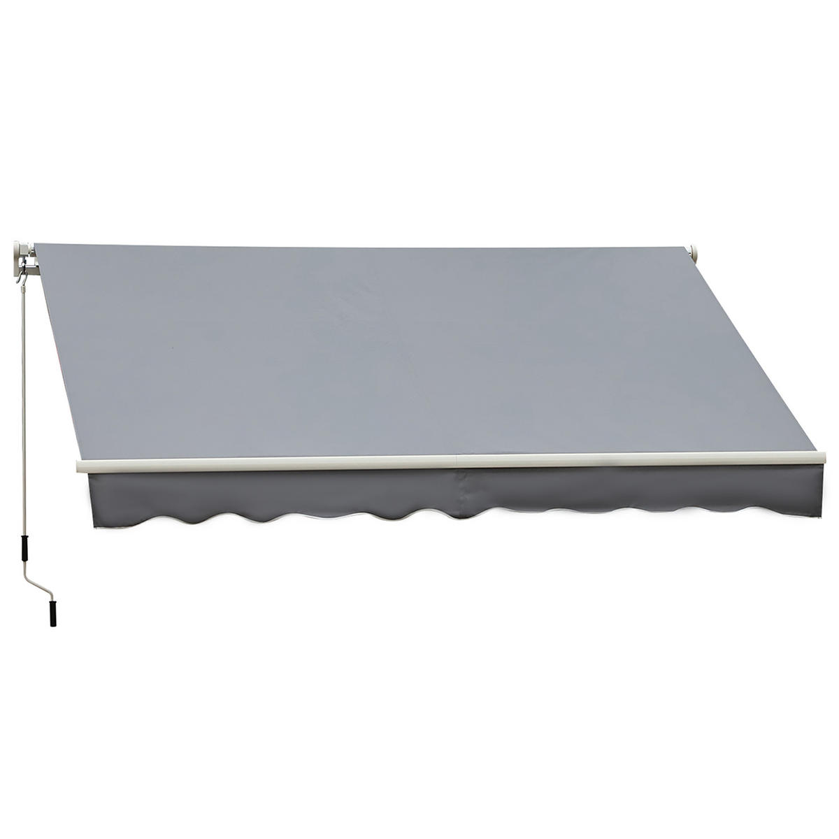 MARKISE, 3,95 x 2,45 m, Sonnenschutz, einfahrbar, mit Handkurbel, Metallrahmen, Polyester, Grau/Weiß - Weiß, Metall (395/350/245cm)