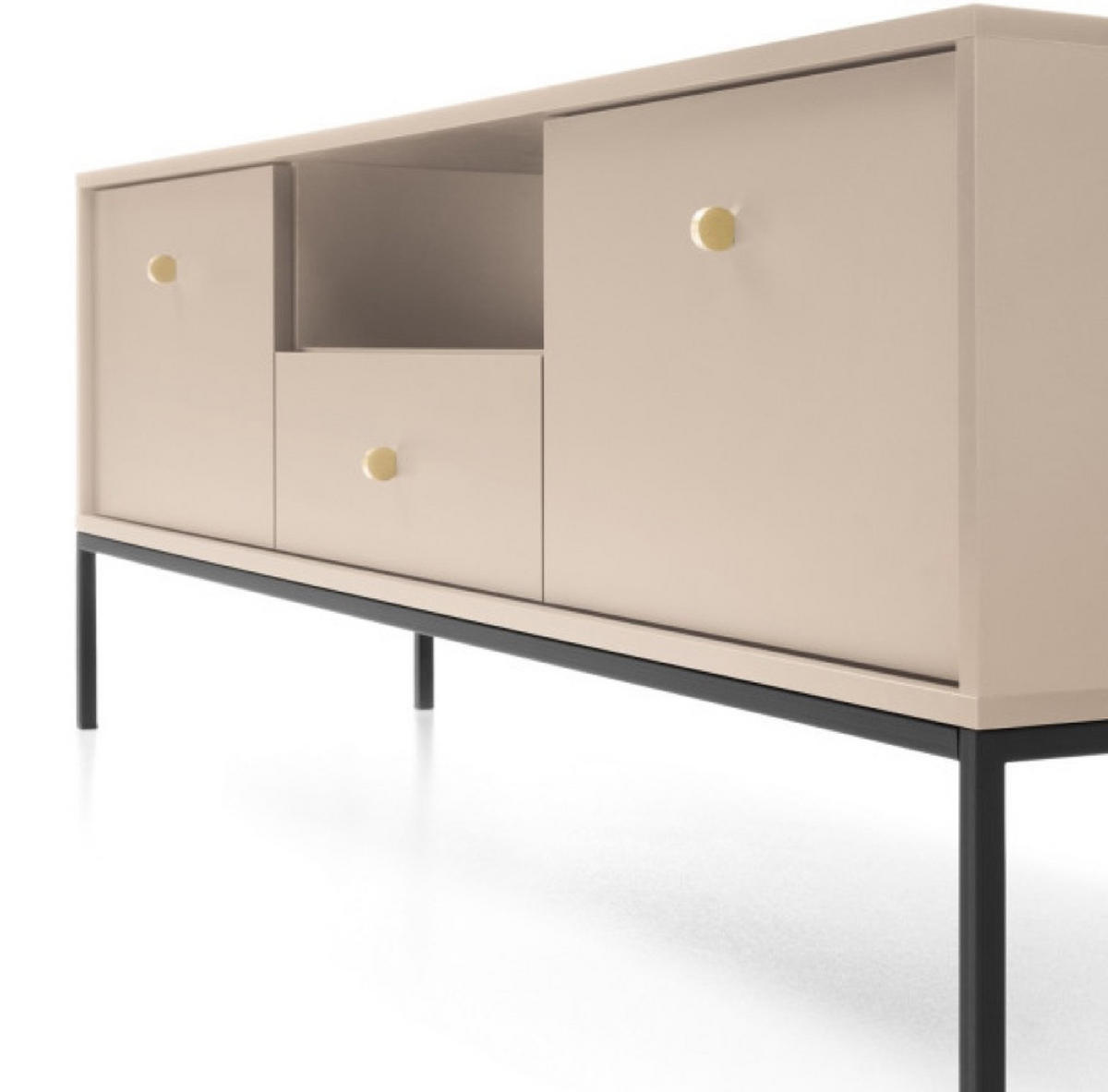 TV-LOWBOARD Beige Monako Mit Schwarzem Gestell - Beige, Holzwerkstoff (153.4/56.2/39cm) - Sepro Meble