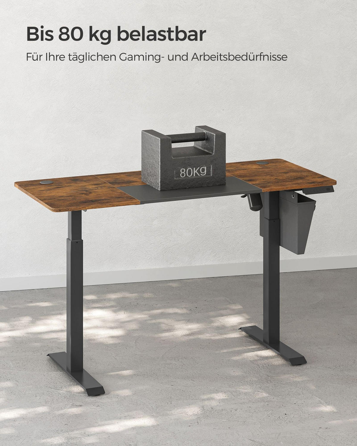HÖHENVERSTELLBARER SCHREIBTISCH ANCHORAGE - Braun, Holzwerkstoff (140/60/120cm) - Hansiro