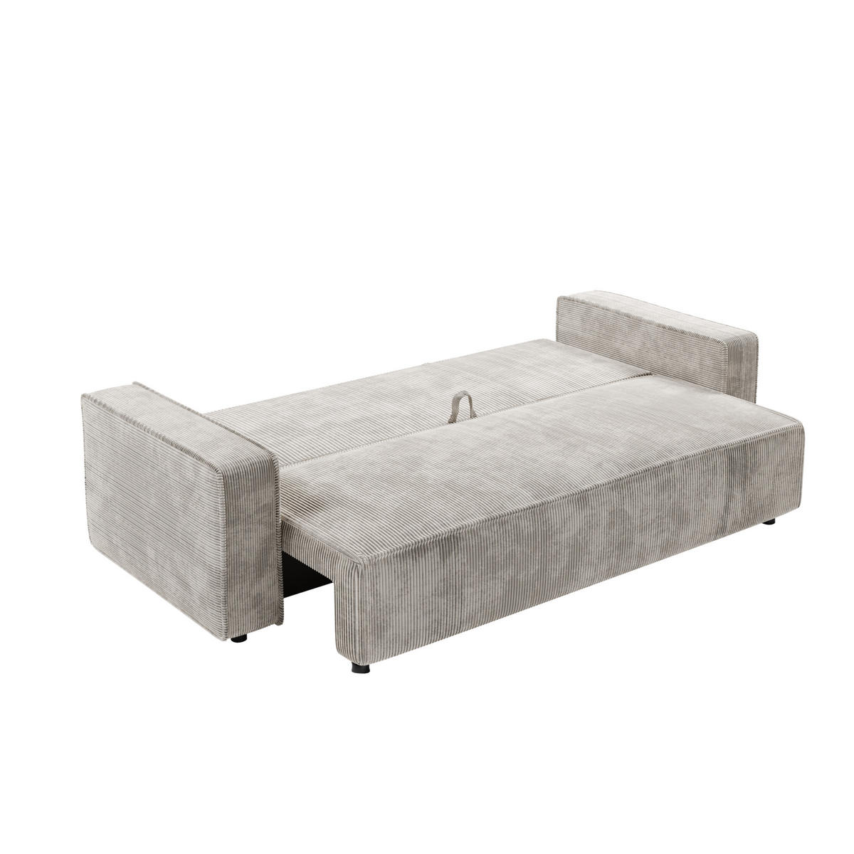 SCHLAFSOFA BRIK 3-Sitzer Cord Poso Cremeweiß - Schlaffunktion DL & Bettkasten - Creme, Textil (238/94/94cm) - Excellent Home