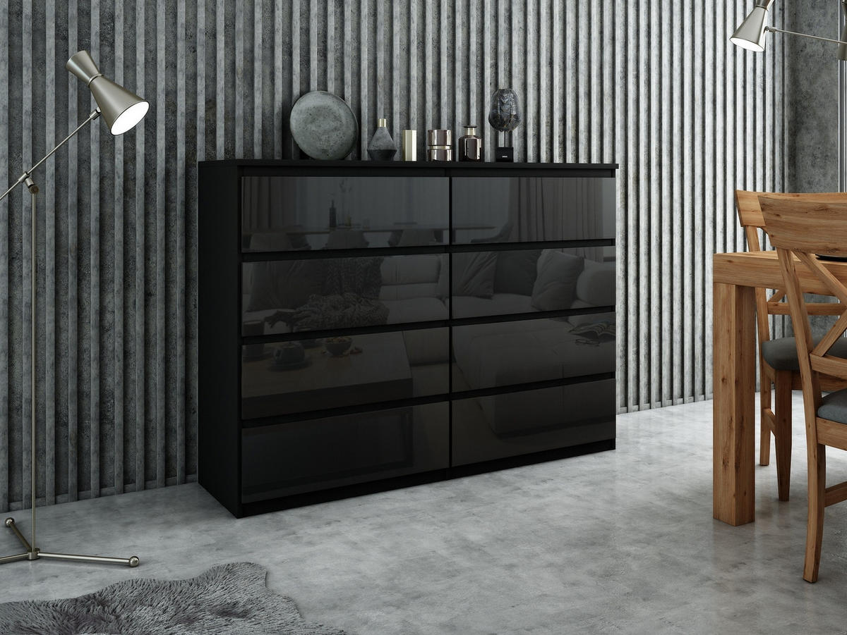 KOMMODE Schwarz, Hochglanz 139/102/39 - Schwarz Hochglanz/Schwarz, Holzwerkstoff (139/102/39cm) - RAUMHIRSCH FURNITURE