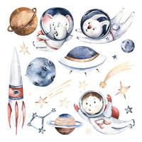 WANDAUFKLEBER 80x137cm - Kleine Astronauten - Multicolor, Kunststoff (80/137/0.1cm) - Wallfluent