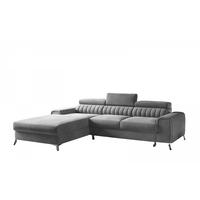 ECKSOFA mit Schlaffunktion und Bettkasten - Chromfarben/Dunkelgrau, Textil/Metall (278/205cm) - Eltap