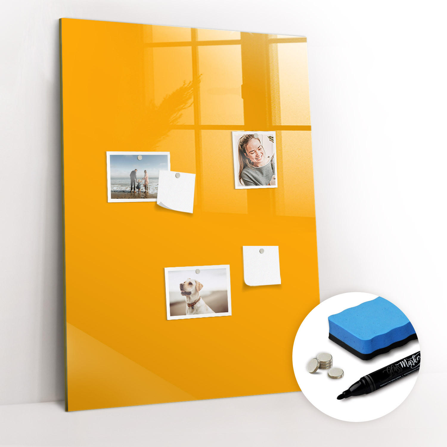 MAGNETTAFEL 70x100 Dunkelgelb schwarzer Marker - Dunkelgelb, Glas (70/0.4/100cm) - TULUP