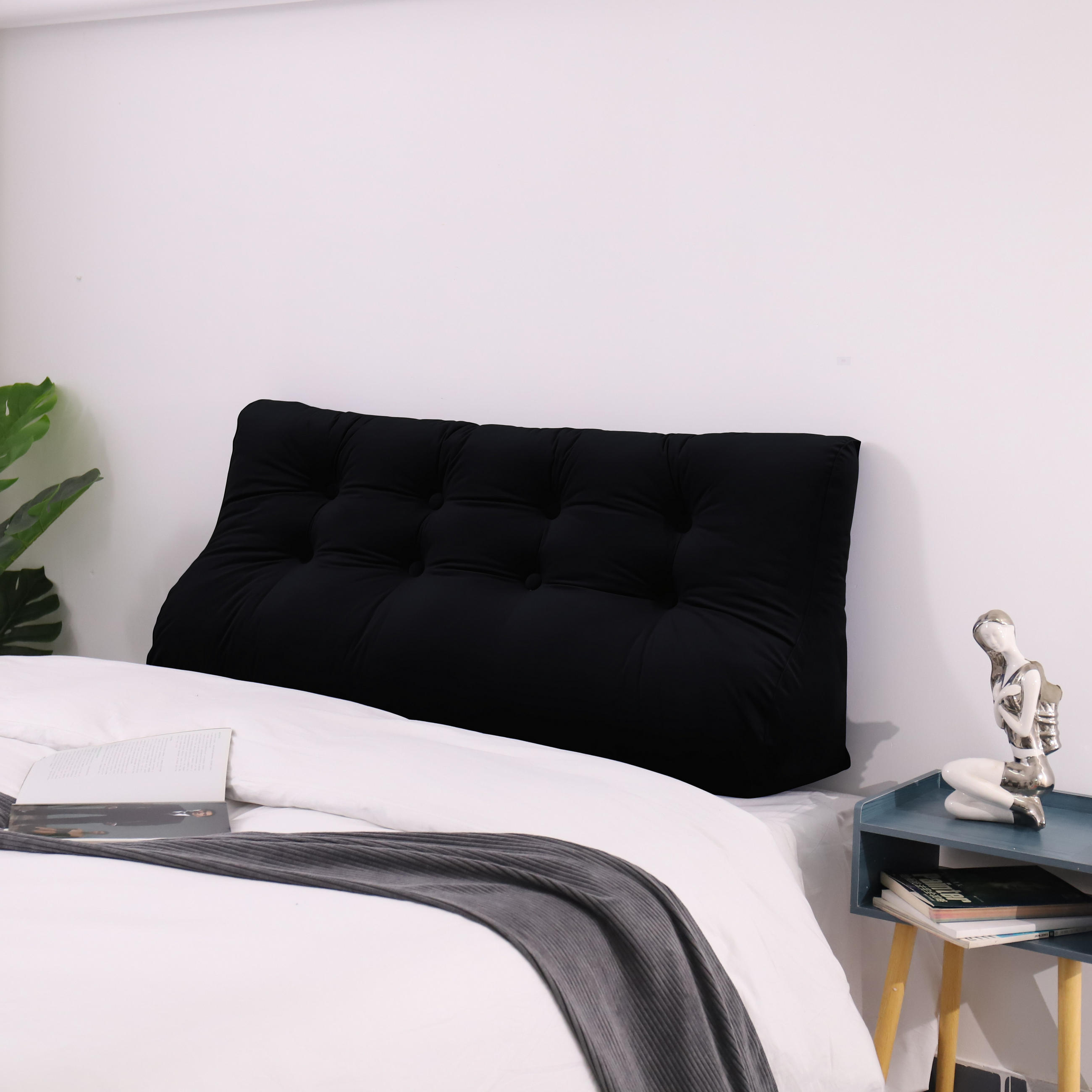 RÜCKENKISSEN Körperkontur Samtlook Schwarz 140 cm - Schwarz, Textil (55/140cm) - Vercart