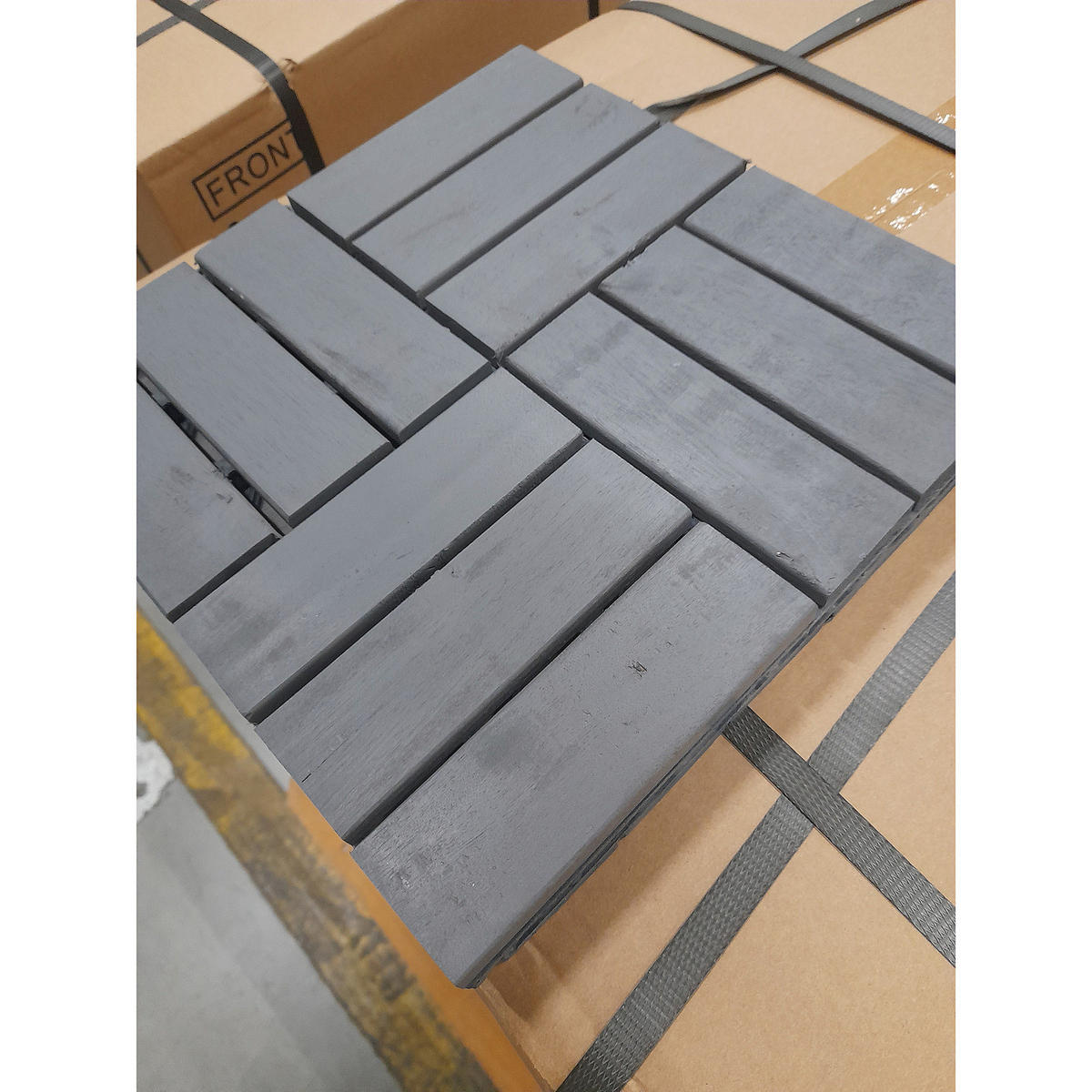 TERRASSENFLIESE - 33er-Set - Akazie massiv - Grau, Holz/Kunststoff (30/30/2.4cm) - home24