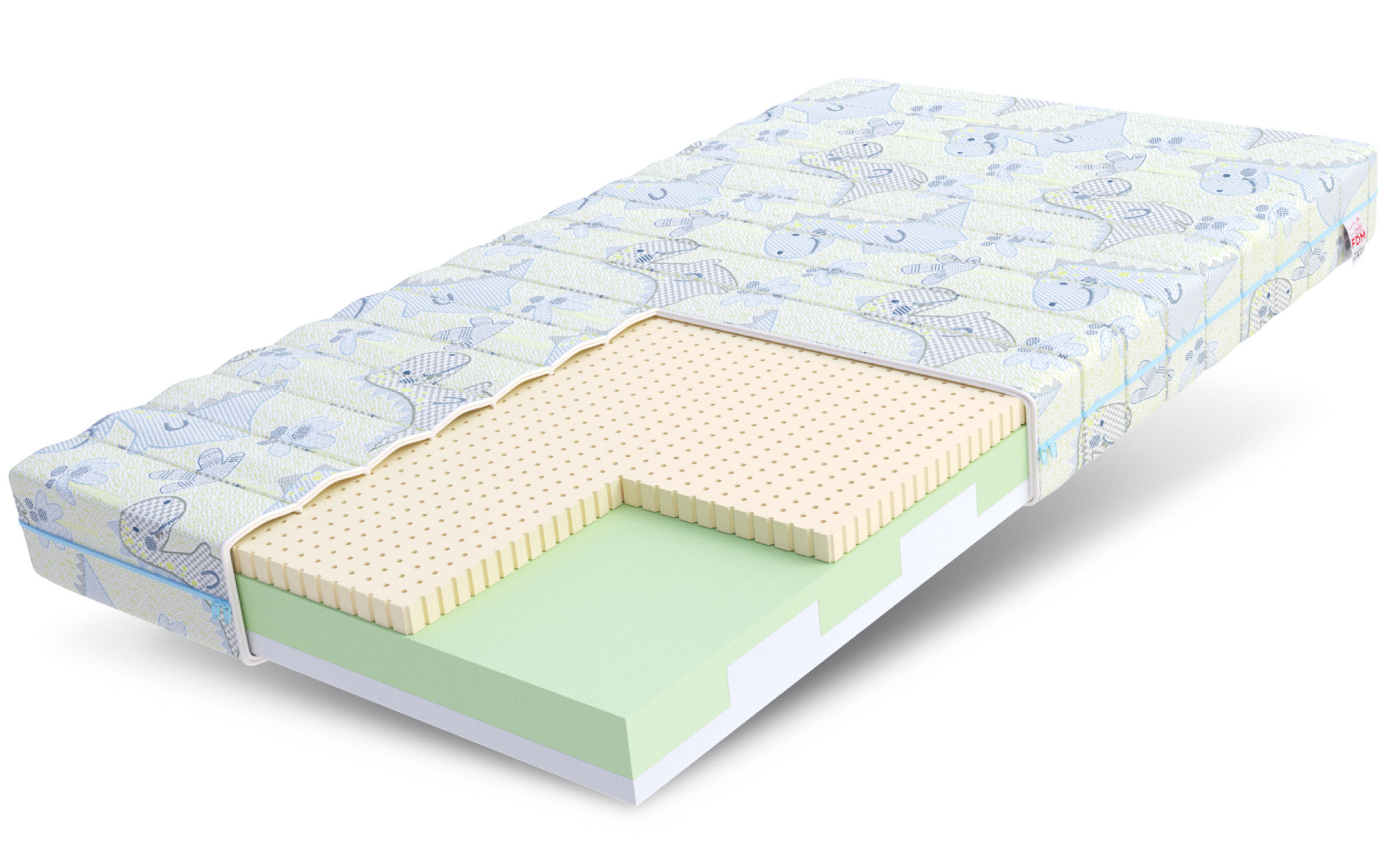 KINDERMATRATZE Smile Dino - Pastellgrün/Weiß, Textil (90/200cm) - FDM