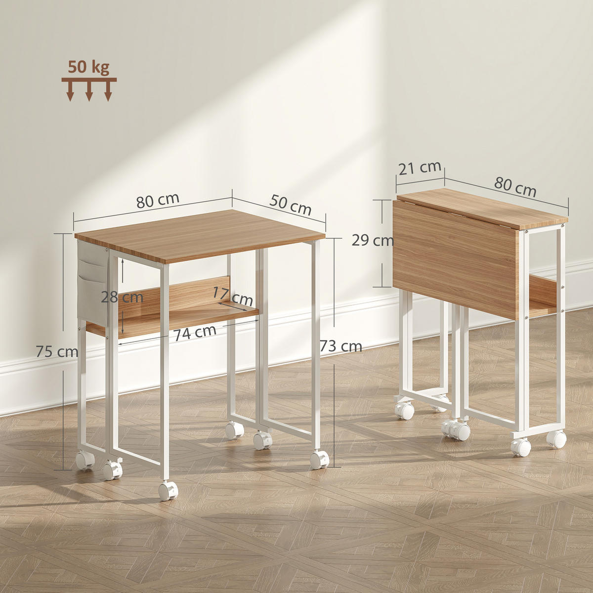 BÜROTISCH Naturholz 1 Stück - Braun, Holzwerkstoff (50/80/75cm) - GiPP