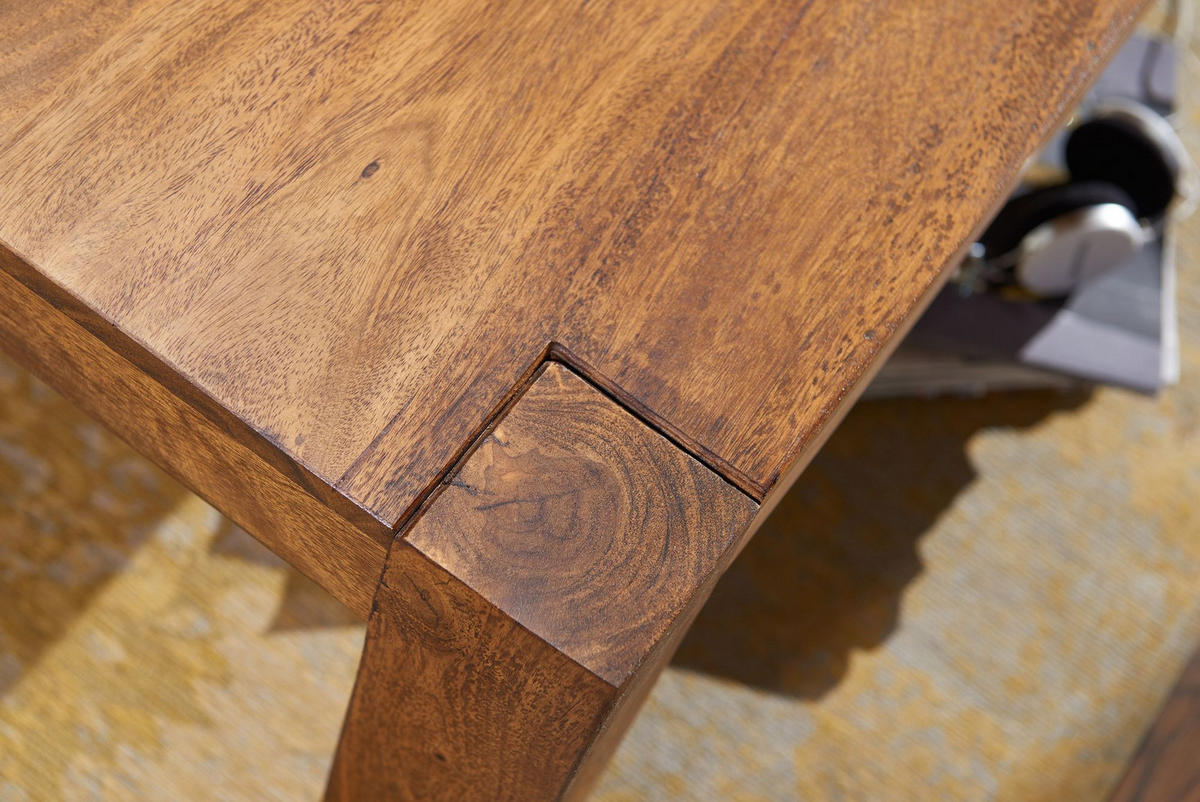 COUCHTISCH aus Akazienholz, rustikal, quadratisch, handgefertigt, Braun 110x60x40 cm - Braun, Holz (60/110/40cm) - KADIMA DESIGN