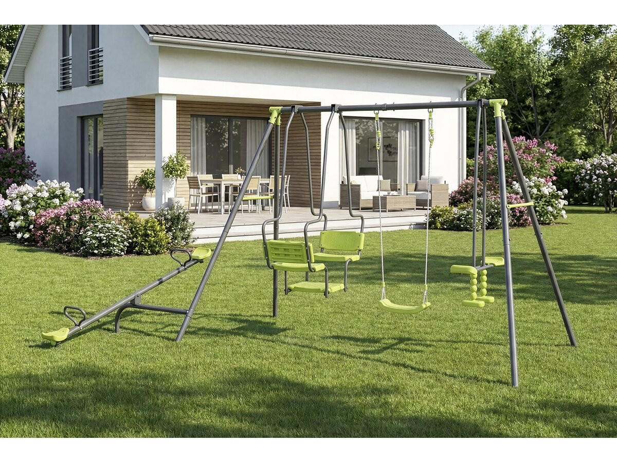 SCHAUKELGESTELL AUS METALL Lenny Grün - Grün, Metall (342/195/240cm) - Habitat Garten