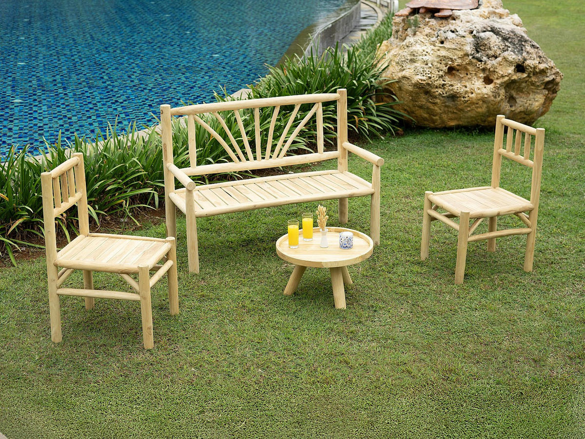 GARTENBANK - 2 Personen - Holz, Platte - Naturfarben Hell - Naturfarben, Holz (130/96/60cm) - Vente-Unique