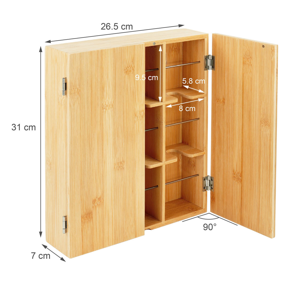 TEEBOX - Hellbraun, Holz/Metall (26.5/31/7cm) - Relaxdays