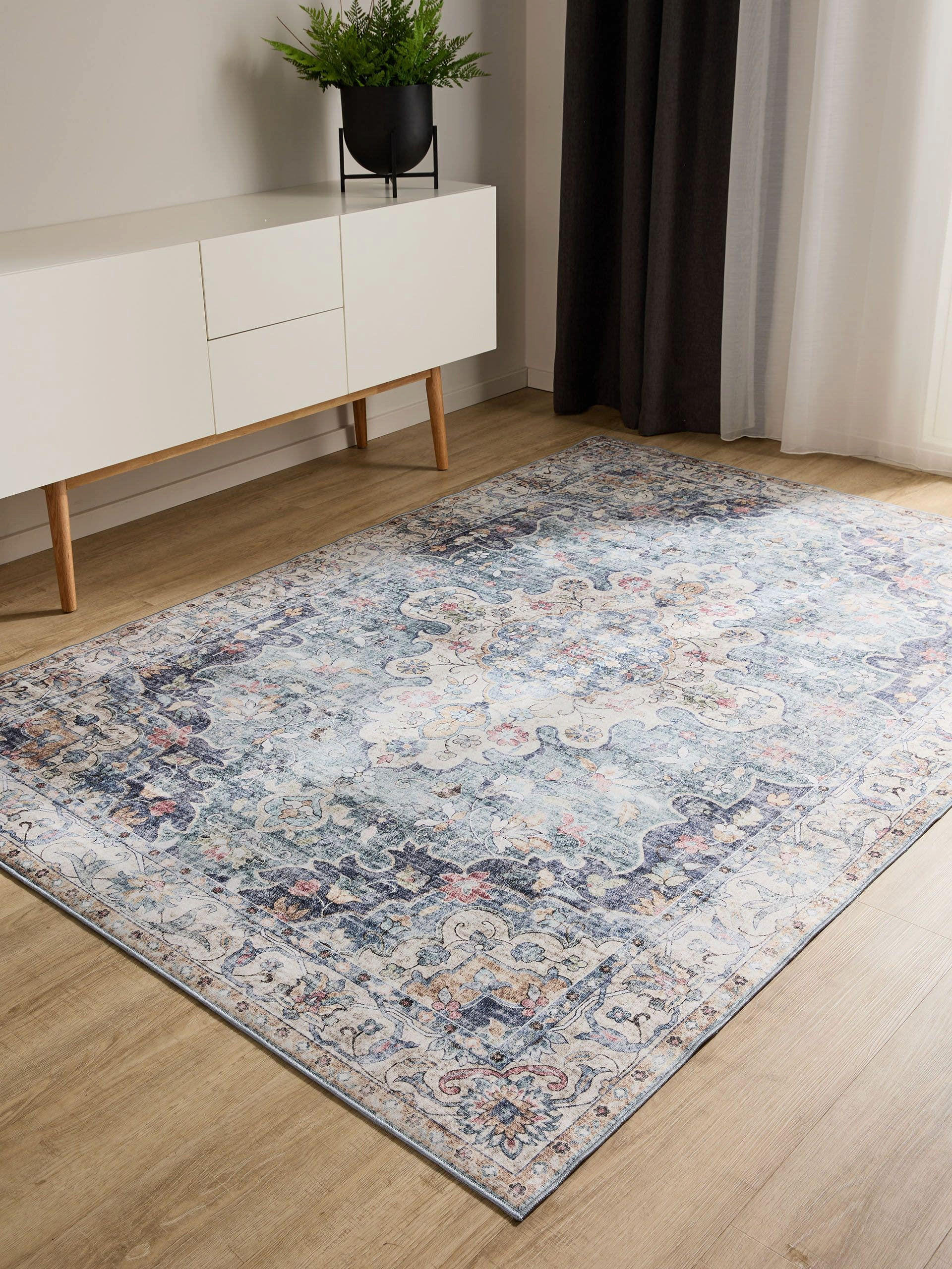 VINTAGE-TEPPICH George waschbar 160x230 cm - Blau, Kunststoff (160/230cm) - benuta