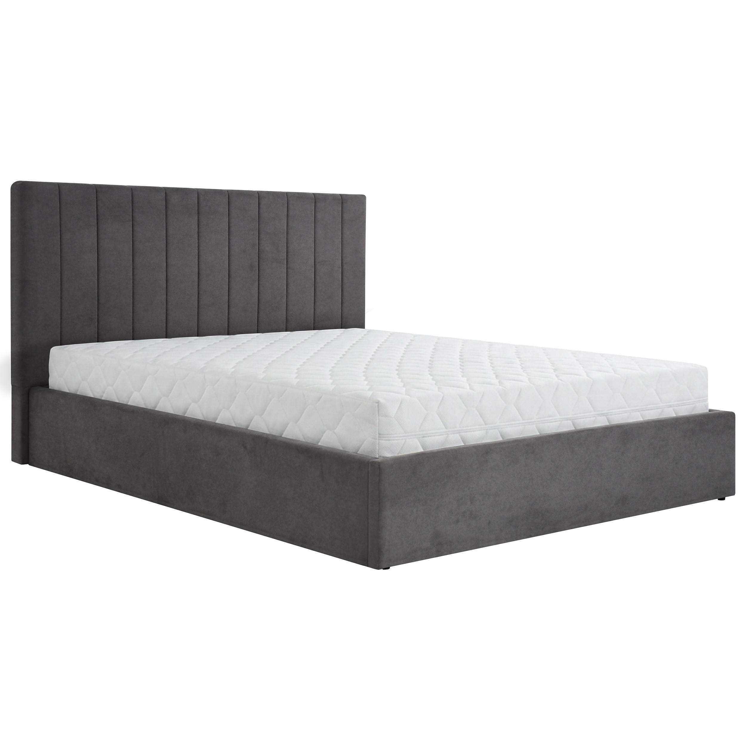POLSTERBETT Melvio Doppelbett 160x200 cm mit Bettkasten und Taschenfedernmatratze 26 cm, Dunkelgrau - Dunkelgrau, Textil (160/200cm) - Beautysofa