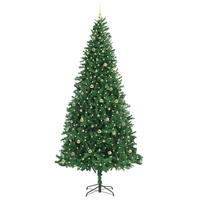 WEIHNACHTSBAUM Künstlicher 155/155/300 cm Grün PVC - Goldfarben/Grün, Kunststoff (300cm) - vidaXL