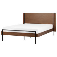 BETT mit Lattenrost 140/200 cm Dunkler Holzfarbton Libermont - Dunkelbraun, Holzwerkstoff (140/200cm) - Beliani
