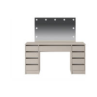 SCHMINKTISCH - 152.3 cm x 53.6 cm - Holz, Platte - Beige - JENEMI - Beige, Holz (152.3/142.6/53.6cm) - Vente-Unique