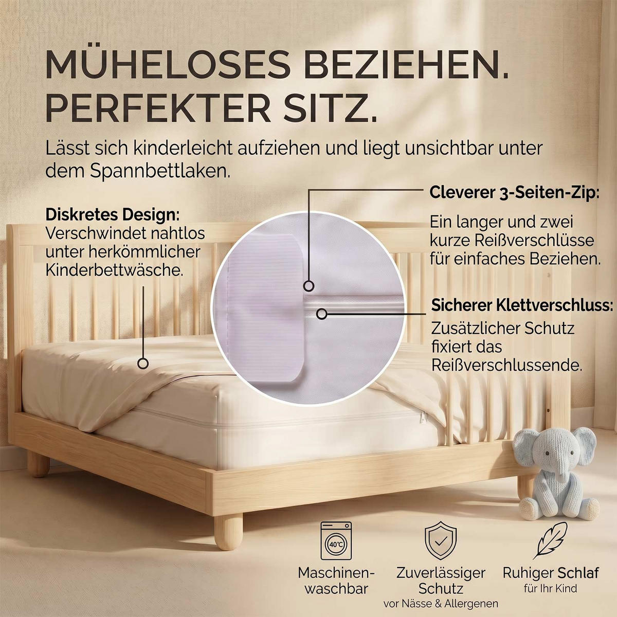 KINDER-MATRATZENSCHONER wasserdicht mit Reißverschluss 60/120 cm, 2er-Set - Weiß, Textil (60/120cm) - Homescapes