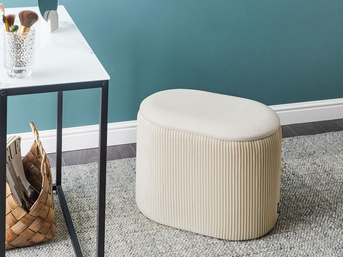 POUF Beige Richland - Beige, Textil (55/41/35cm) - Beliani