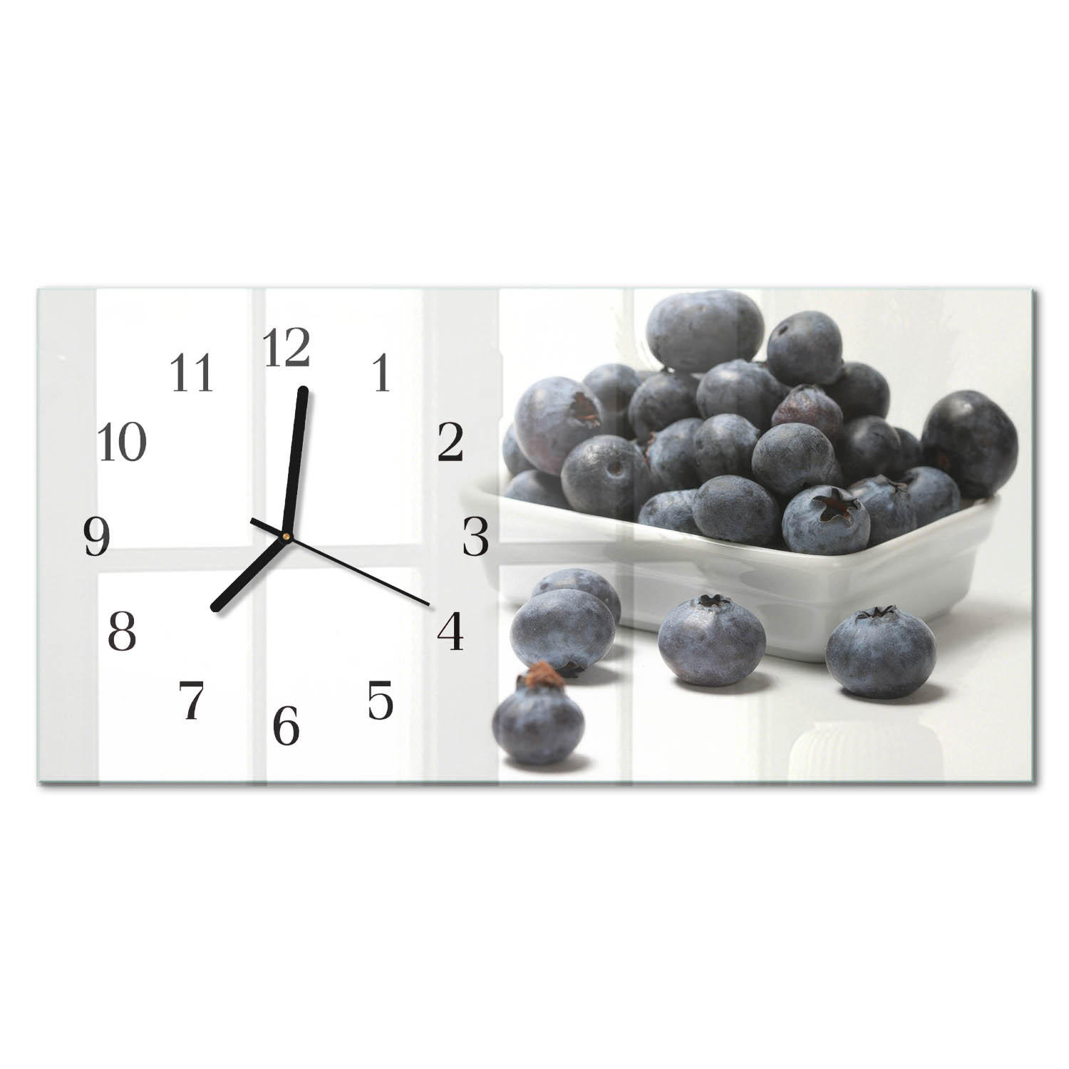 WANDUHR 60x30 cm - Gebirge - Weiß, Glas (60/30/0.4cm) - TULUP