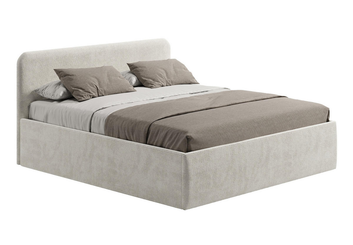 POSLTERBETT mit Kaltschaummatratze 180x200 cm in Hellbeige - Beige, Holzwerkstoff/Textil (180/200cm) - Home Collective