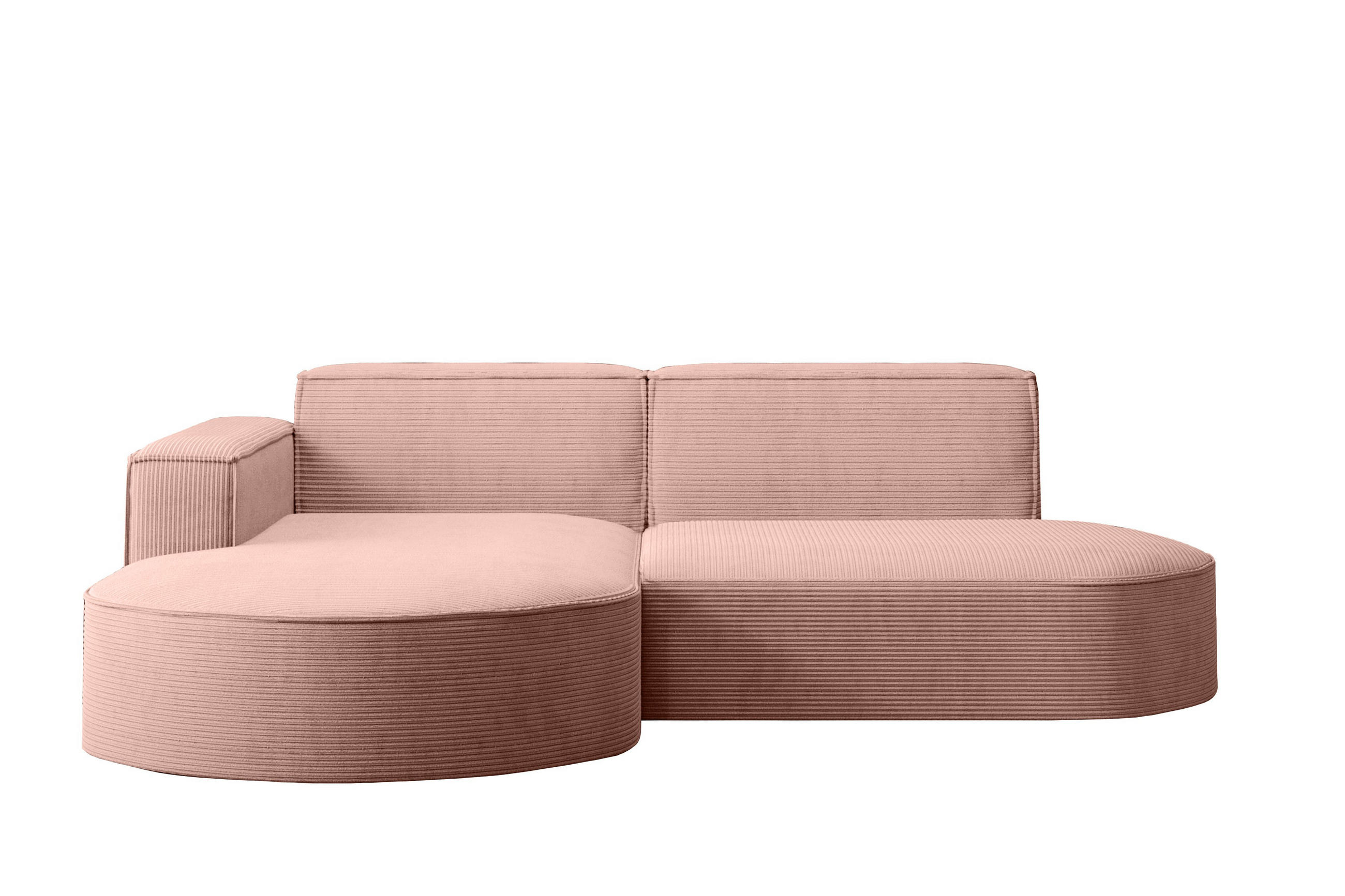 Kaiser Möbel ROHOVÁ SEDAČKA designová MODENA STUDIO, manšestrová tkanina Poso, Růžová, Levá strana