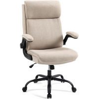 BÜROSTUHL mit hoher Rückenlehne und hochklappbaren Armlehnen Stoff Beige - Beige, Textil (68/113/70cm)