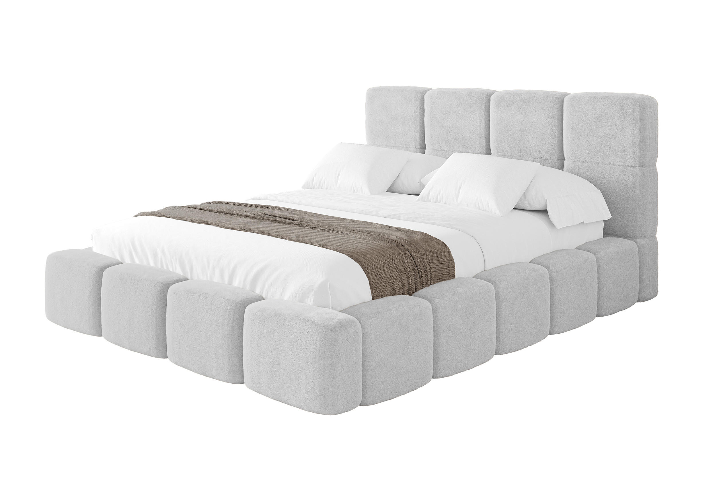POLSTERBETT mit Bettkasten und Lattenrost mit Kopfteil, Boxbett ohne Matratze, mit Stauraum - NATA 160x200 Hellgrau - Hellgrau, Holzwerkstoff/Textil (160/200cm) - ALTDECOR