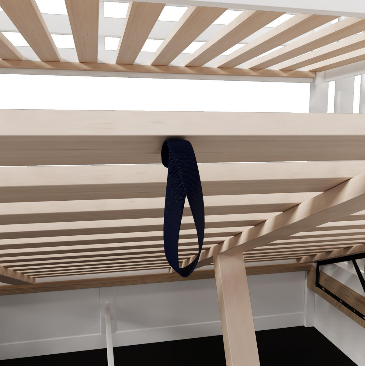ETAGENBETT 90/200 cm weiß/Natur aus Kiefernholz mit Stauraum - Weiß, Holzwerkstoff (90/200cm) - OKWISH