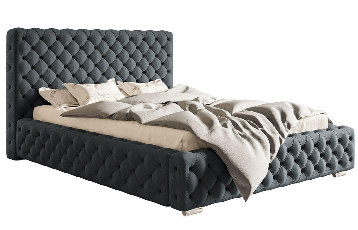BETT Grau BEN 15- Gepolstert Mit Bettkasten 120x200 cm - Graphitfarben, Textil (120/200cm) - Sepro Meble