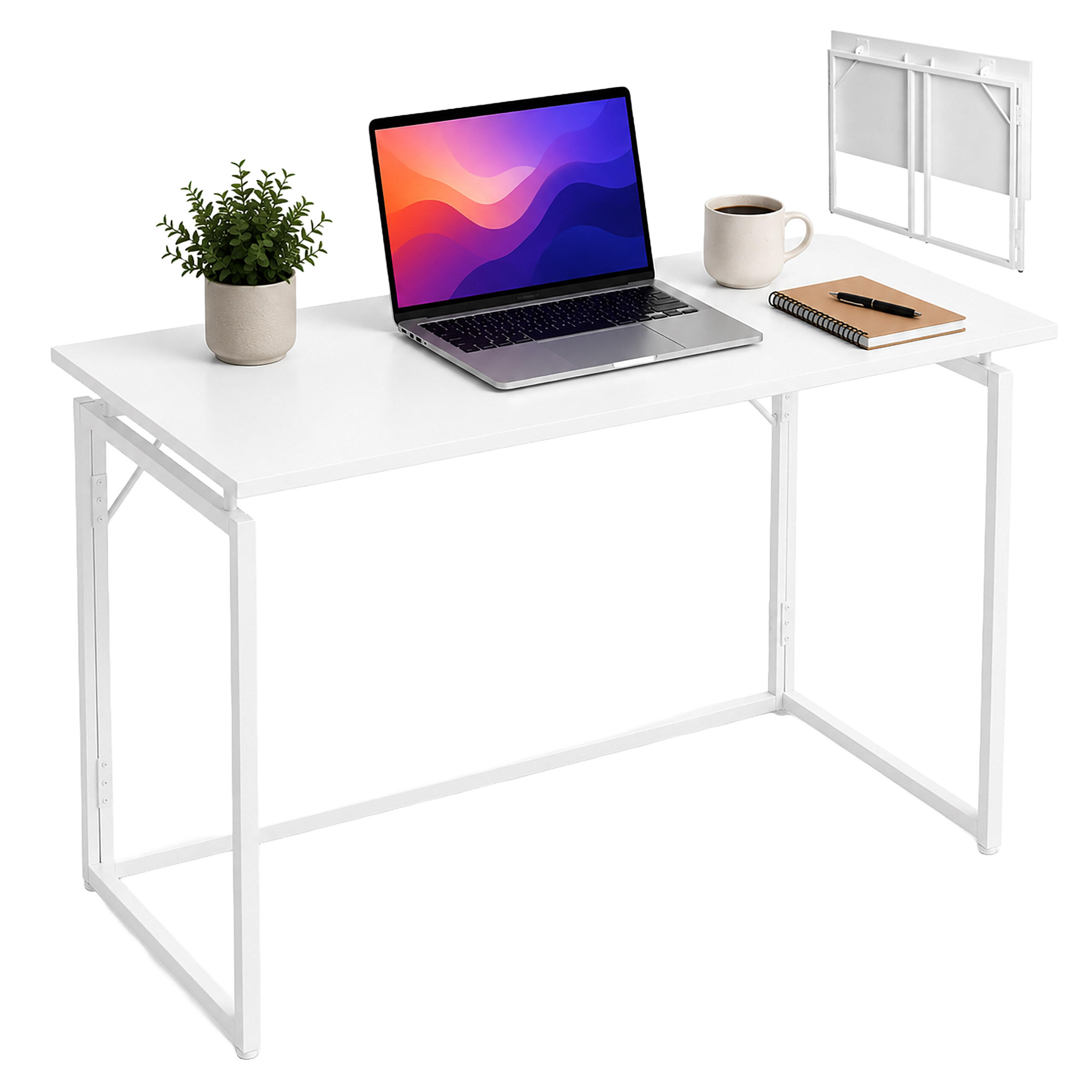 SCHREIBTISCH Weiß klappbar 100x50 cm - Weiß, Holzwerkstoff/Metall (50/100/74cm) - Relaxdays