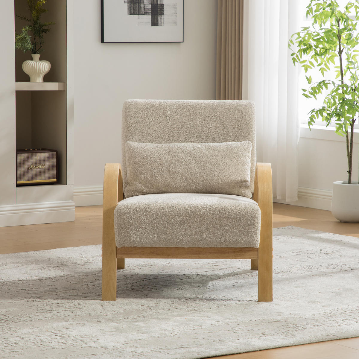 LOUNGESESSEL Chenille-Bezug mit Holzgestell, DE-42403, Beige - Beige, Holz (70/83.5/82cm) - ComfortXL