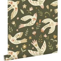 TAPETE Blumen und Vögel 50 x 900 cm - Grün, Papier (50/0.1cm) - ESTAhome