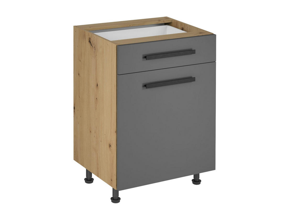 UNTERSCHRANK 60 cm – Nexa D60S1 – Beige / Griff aus Metall - Beige, Holzwerkstoff (60/82/47cm) - ROYAL24_MARKT