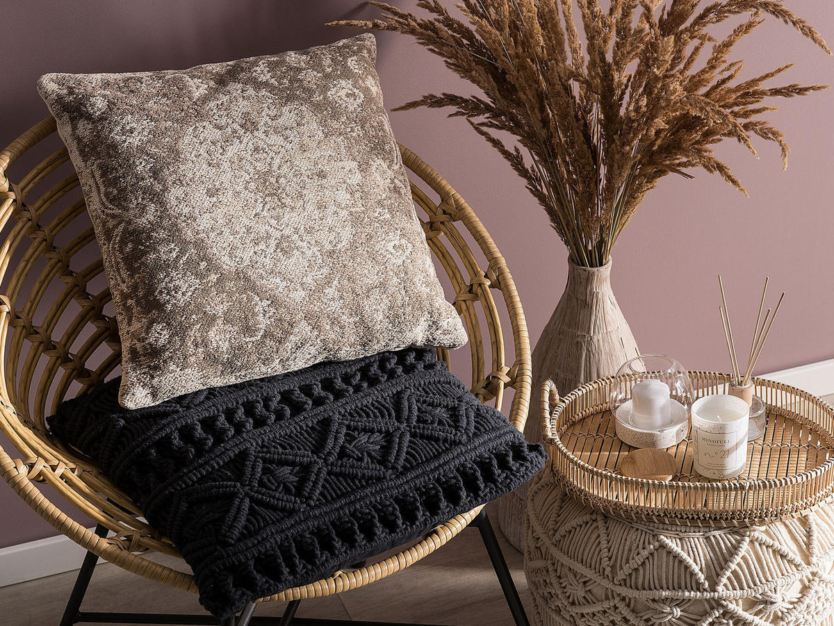 DEKOKISSEN 2er-Set Hellbraun 45/45 cm Mimisal - Hellbraun, Naturmaterialien/Textil (45/45cm) - Beliani