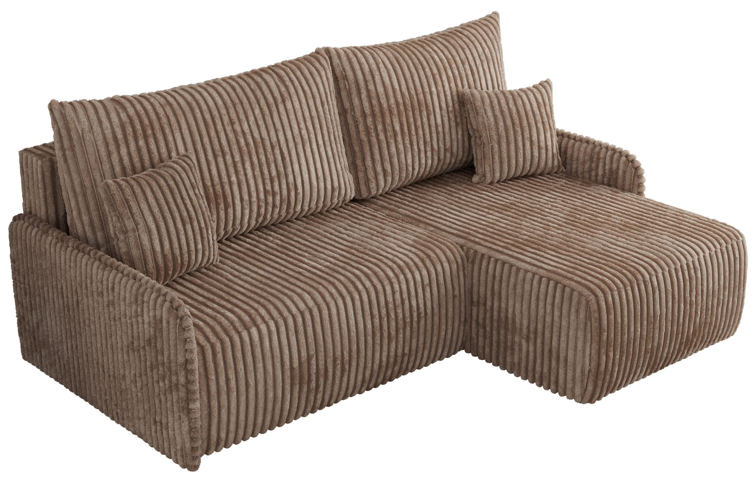 ECKSCHLAFSOFA ARPA L Braun Cord - rechts - Schwarz/Braun, Kunststoff/Textil (150/198cm) - MKS