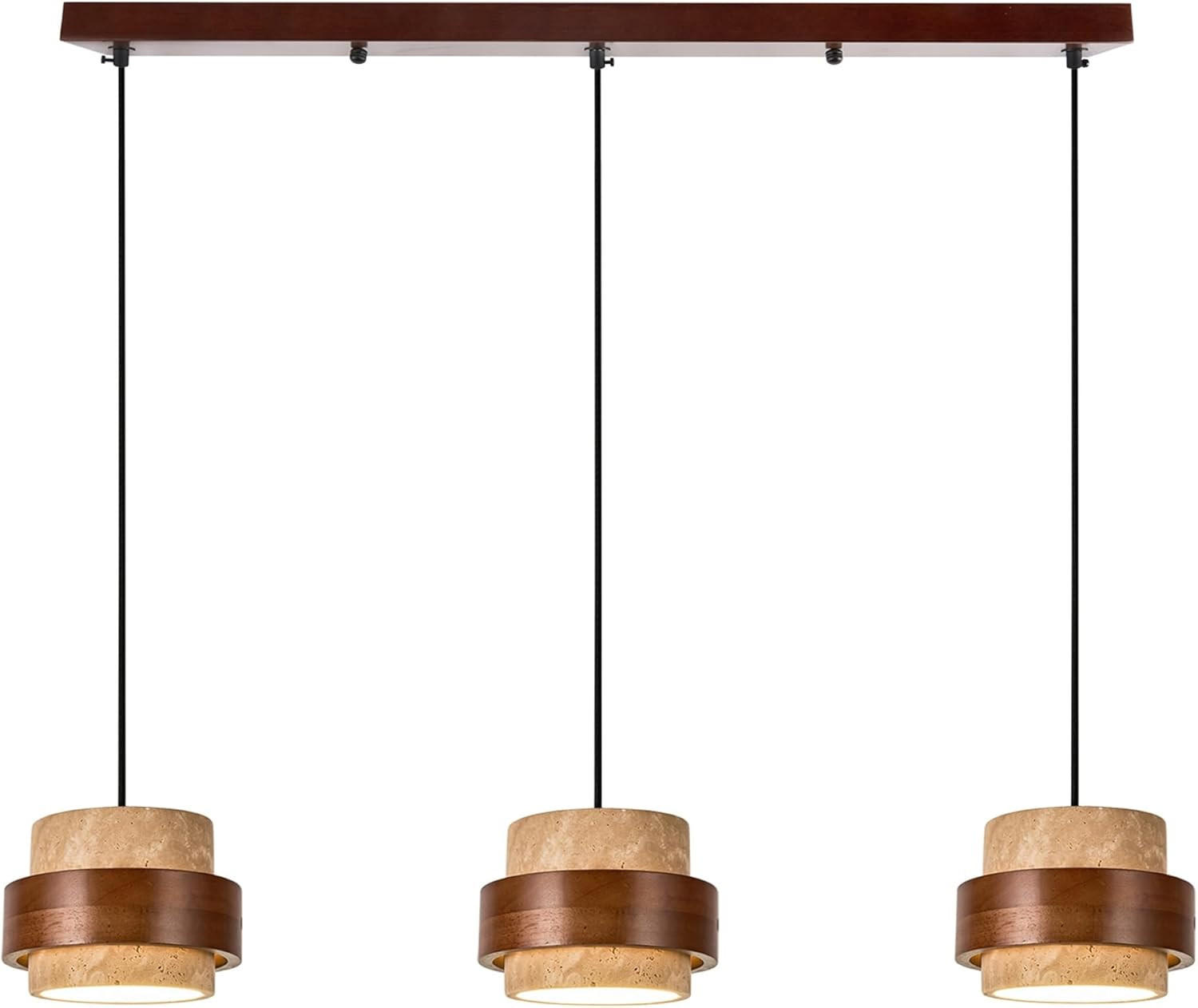 PENDELLEUCHTE Travertin Gelb & Holz, Wabi Sabi Stil - Gelb, Naturmaterialien (170/80/20cm) - Weltevree